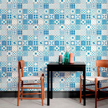 Load image into Gallery viewer, Delft Tile Blue Peel &amp; Stick Wallpaper N012122
