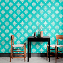 Load image into Gallery viewer, Classic Damask Blue Peel &amp; Stick Wallpaper N012135
