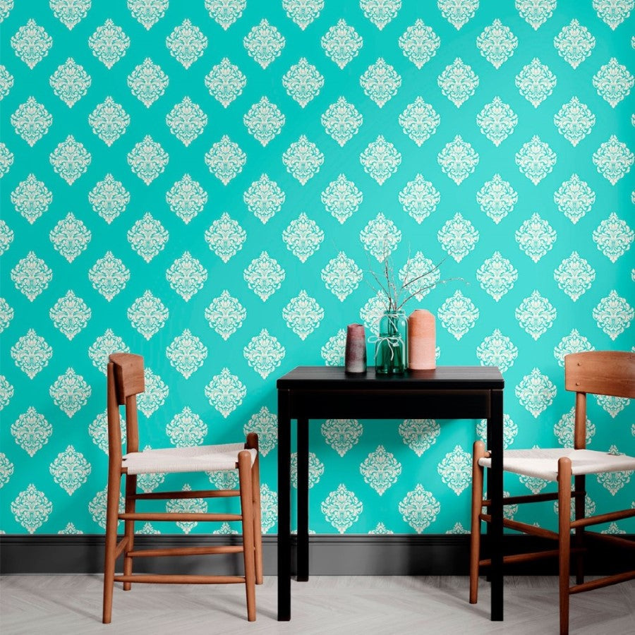 Classic Damask Blue Peel & Stick Wallpaper N012135