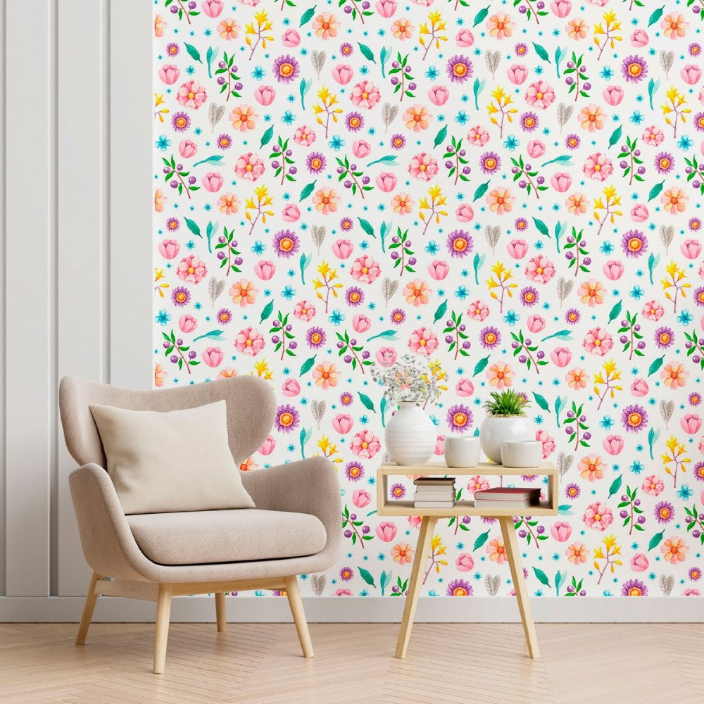 Colorful Floral Peel & Stick Wallpaper N012145