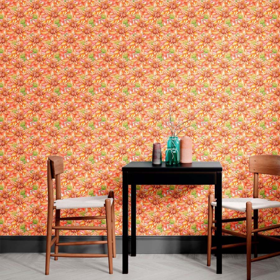 Floral Dahlias Peel & Stick Wallpaper N012147