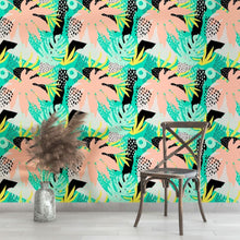 Load image into Gallery viewer, Abstract Tropical Peel &amp; Stick Wallpaper N013018
