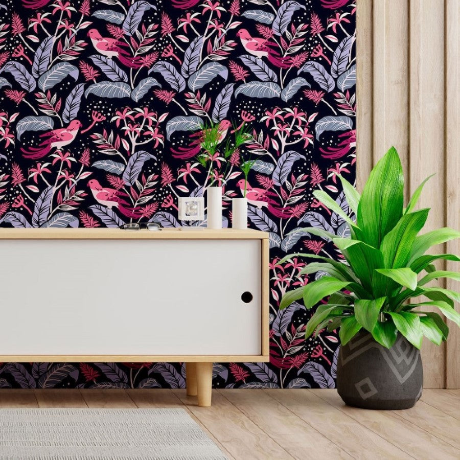 Leaves and Birds Peel & Stick Wallpaper N013041