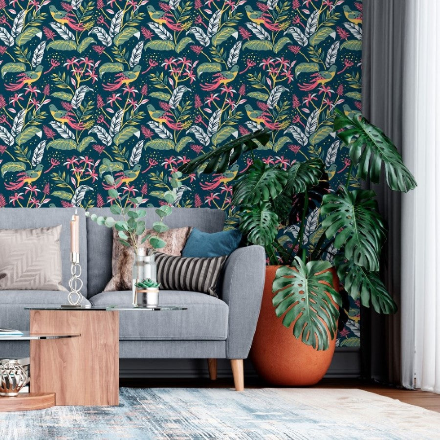 Leaves and Birds Peel & Stick Wallpaper N013044