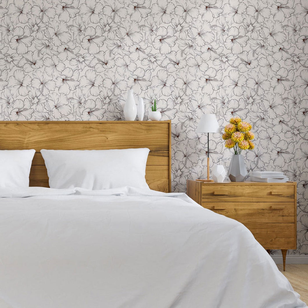 Floral Hibiscus Peel & Stick Wallpaper N013046