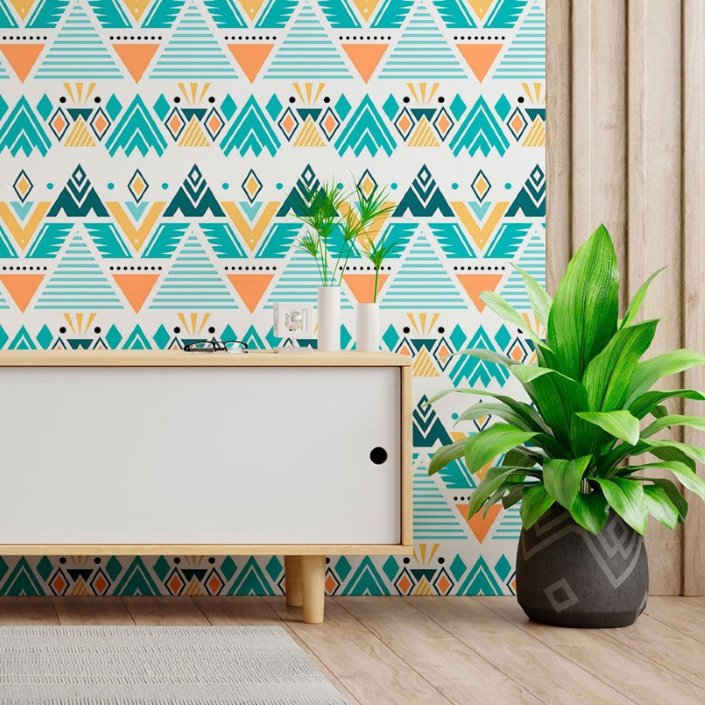 Geometric Ethnic Colorful Peel & Stick Wallpaper N013063