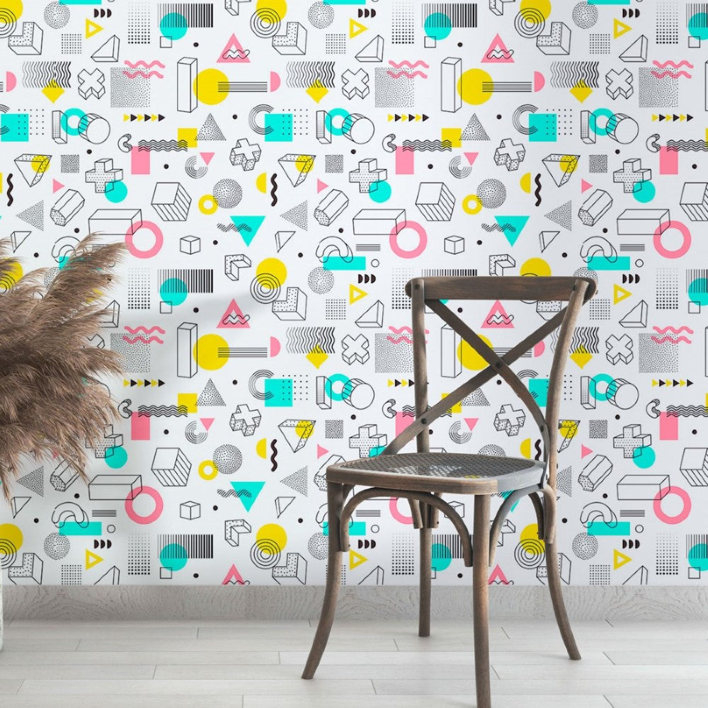 Abstract Geometric Shapes Peel & Stick Wallpaper N013113