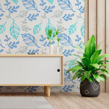 Load image into Gallery viewer, Blue Leaves Peel &amp; Stick Wallpaper N013127
