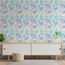 Load image into Gallery viewer, Blue Leaves Peel &amp; Stick Wallpaper N013127
