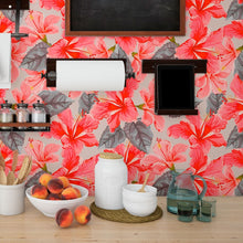Load image into Gallery viewer, Floral Hibiscus Peel &amp; Stick Wallpaper N013132
