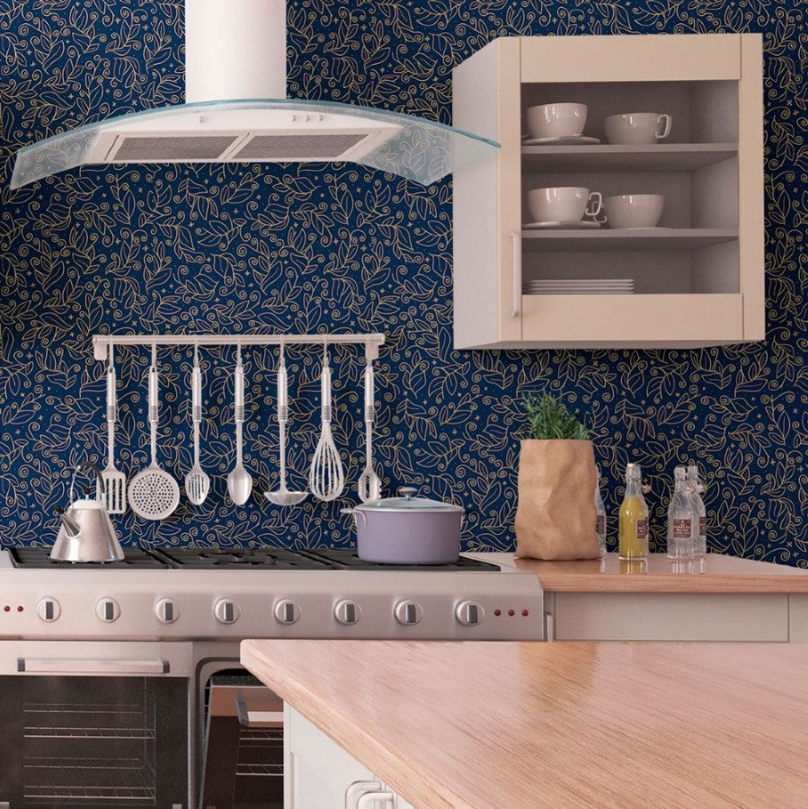 Abstract Leaves Luxury Peel & Stick Wallpaper N013136