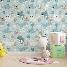 Load image into Gallery viewer, Sea Animals Peel &amp; Stick Wallpaper N013155
