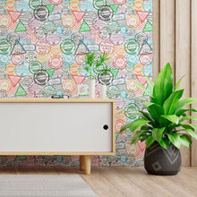 Load image into Gallery viewer, Postal Stamps Peel &amp; Stick Wallpaper N013181
