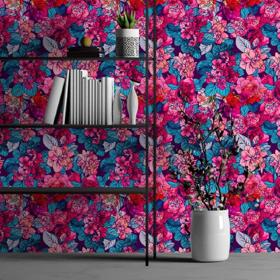 Floral Alcohol ink Peel & Stick Wallpaper N013199