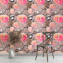 Load image into Gallery viewer, Animal Print Mix Floral Peel &amp; Stick Wallpaper N013214
