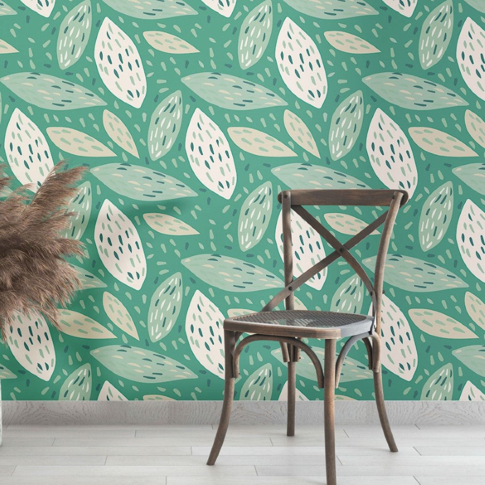 Abstract Leaves Peel & Stick Wallpaper N013238