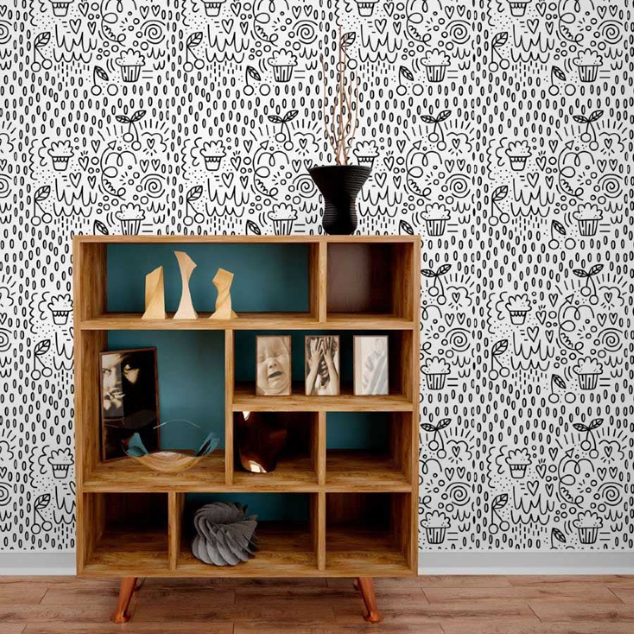 Fruits and Hearts To Color Peel & Stick Wallpaper N013249