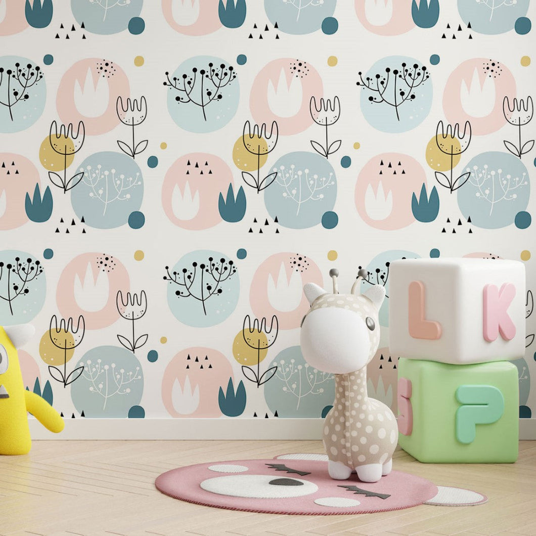 Floral Scandinavian Peel & Stick Wallpaper N013278