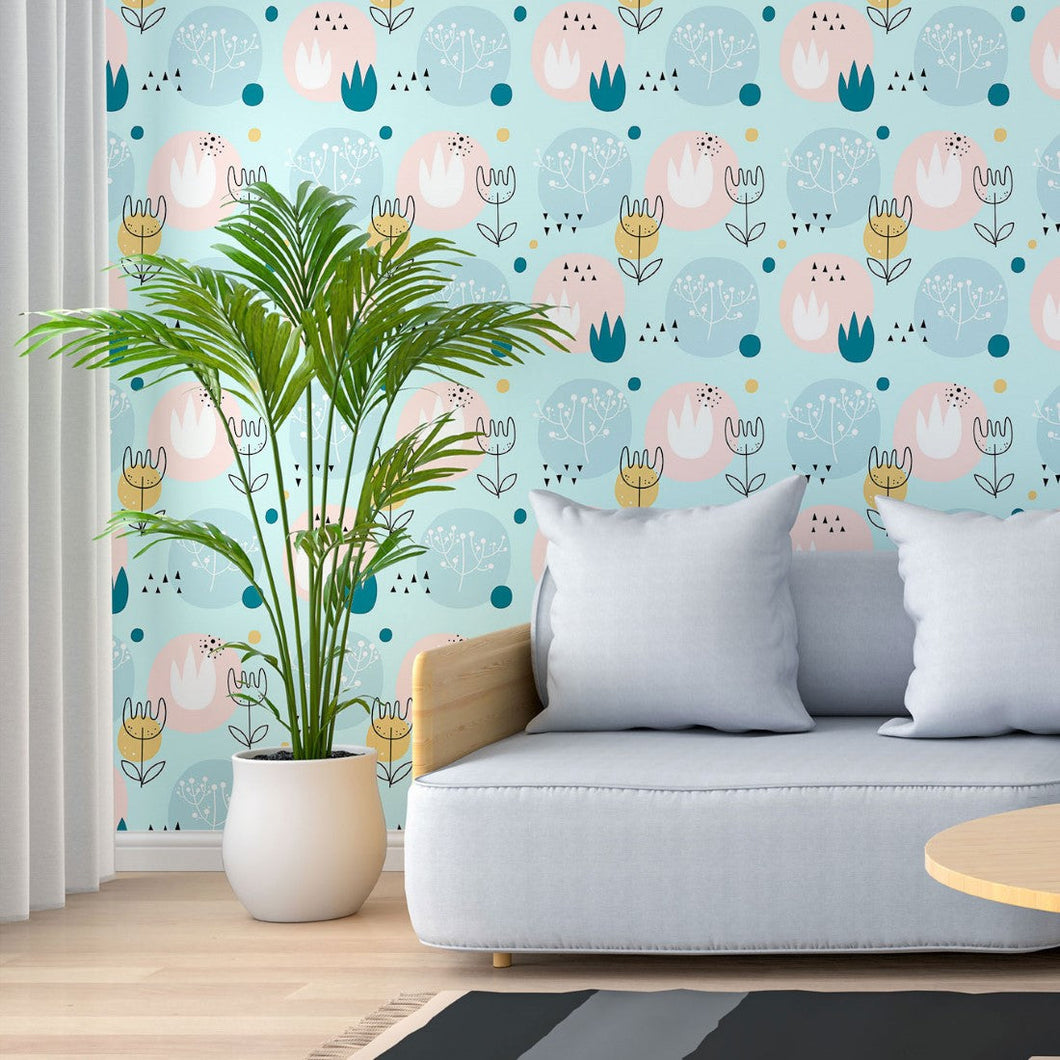 Floral Scandinavian Peel & Stick Wallpaper N013279