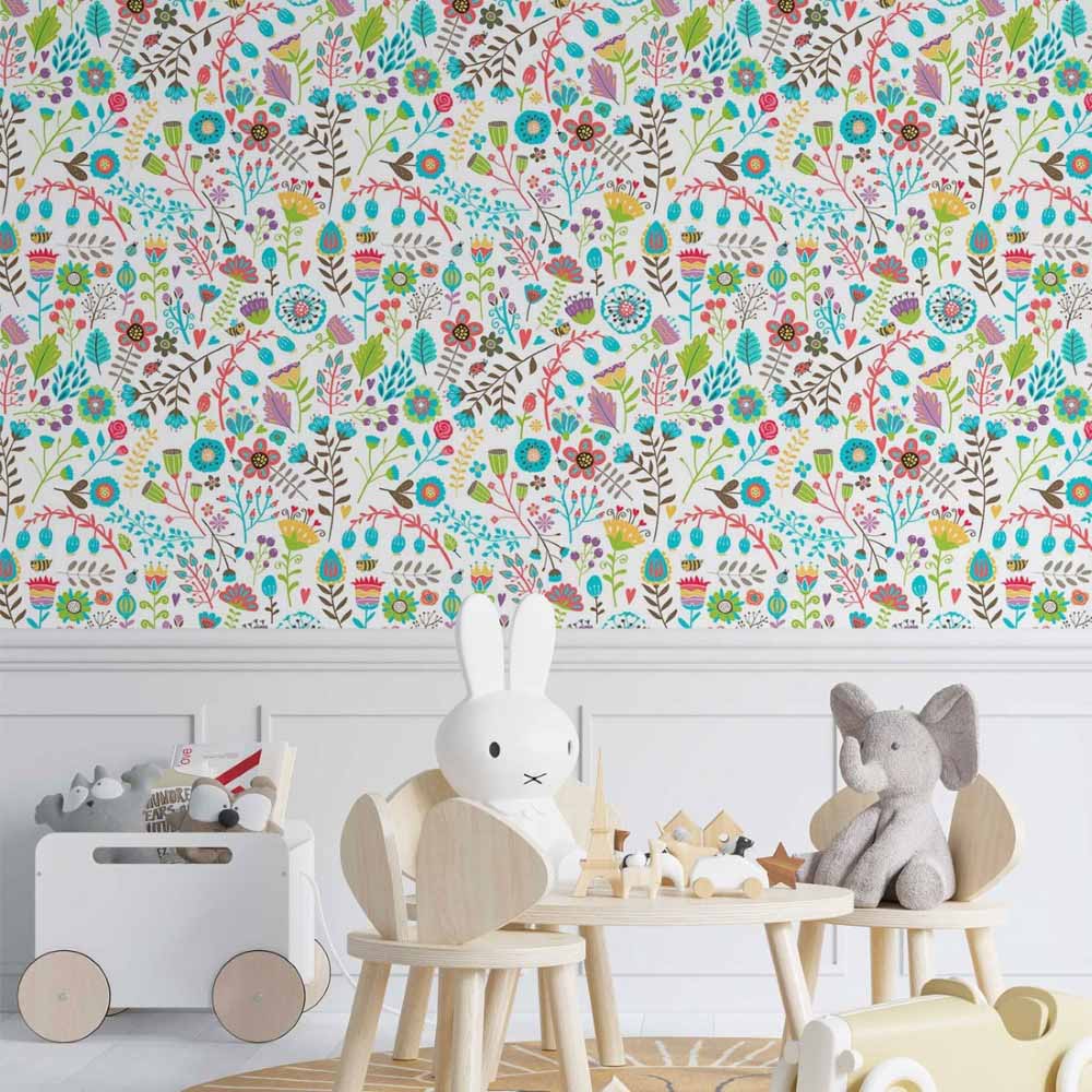 Colorful Floral Peel & Stick Wallpaper N014043