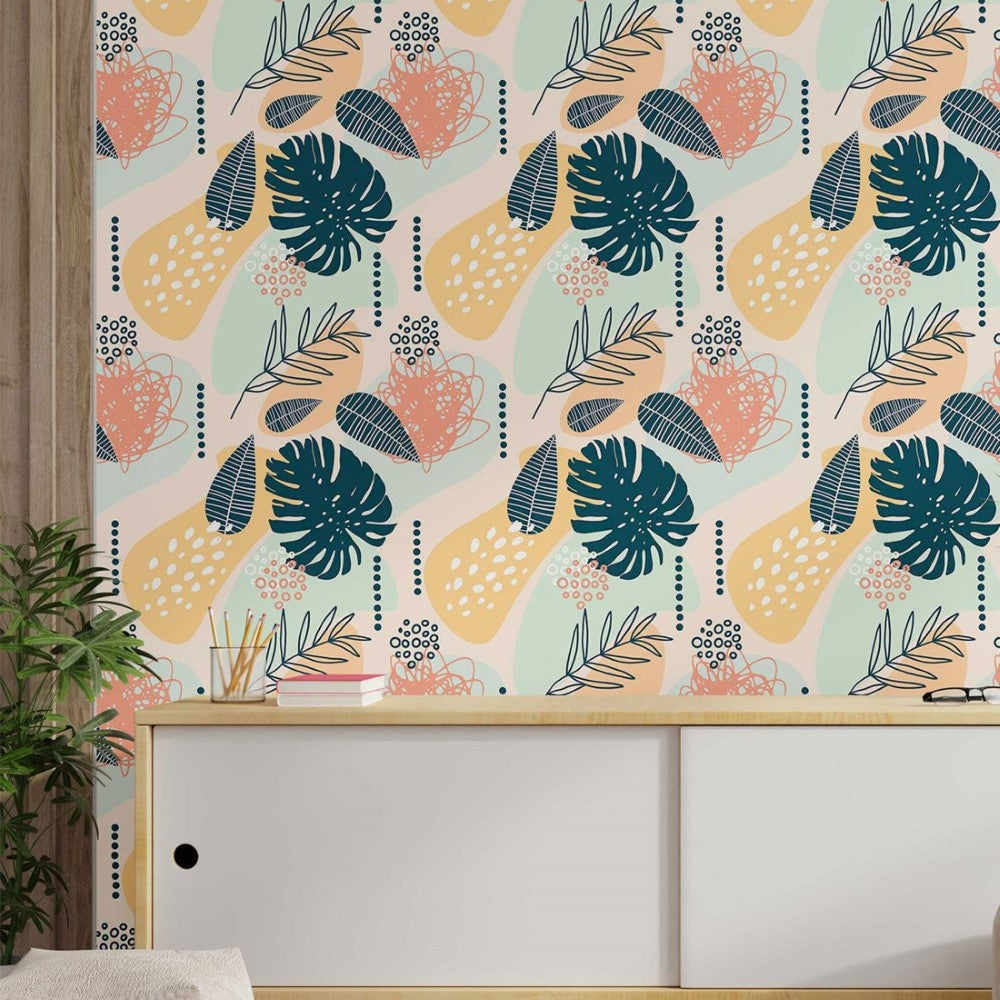 Abstract Leaves Peel & Stick Wallpaper N014056