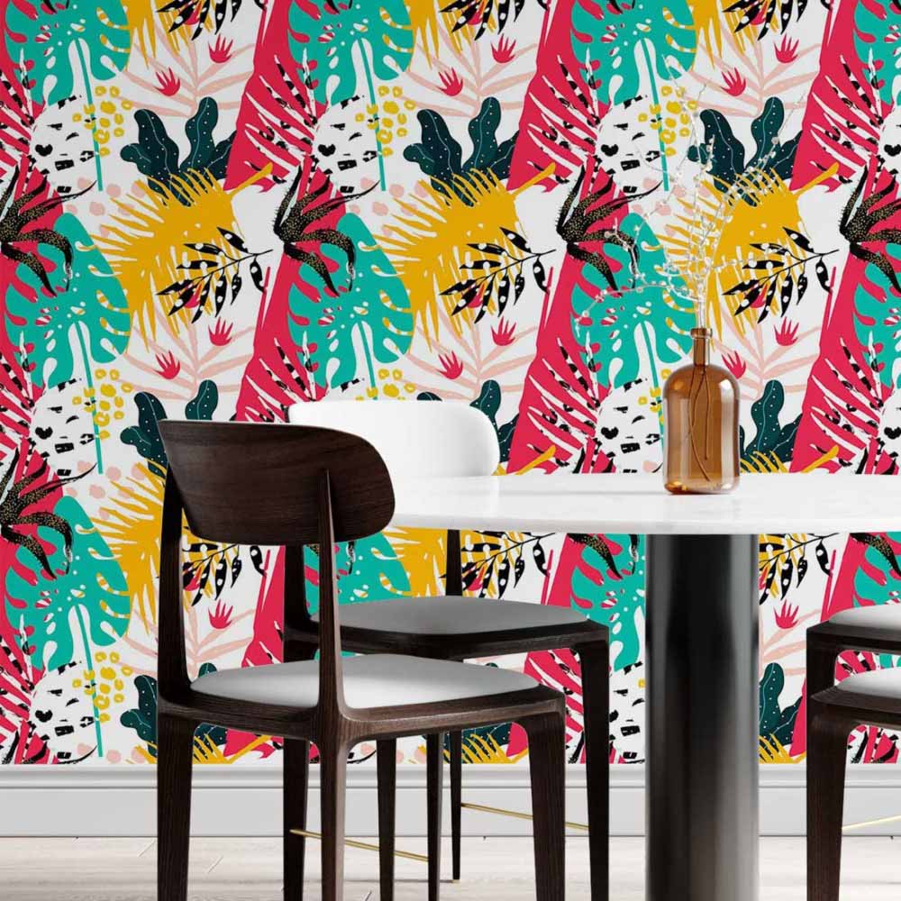 Abstract Colorful Leaves Peel & Stick Wallpaper N014091