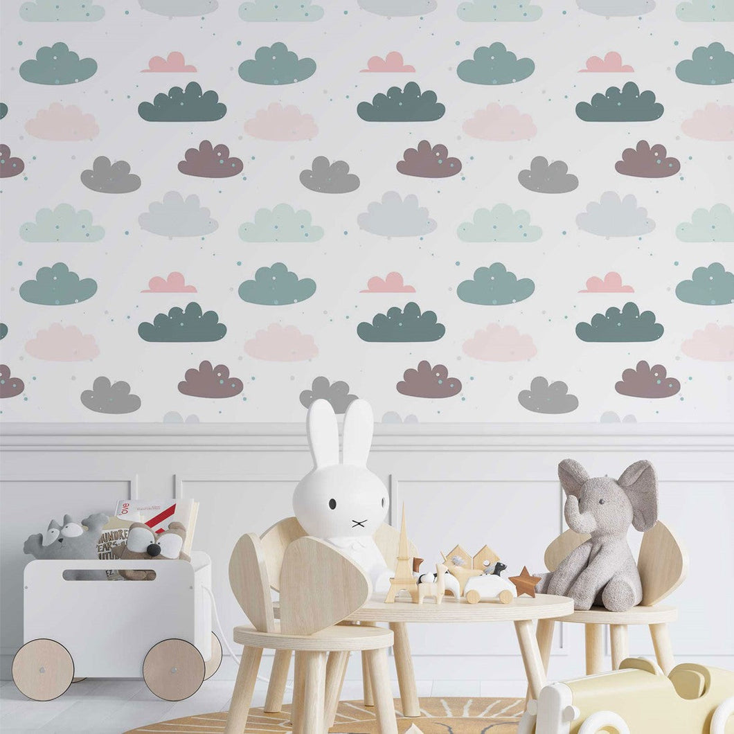 Childlike Clouds Peel & Stick Wallpaper N014115