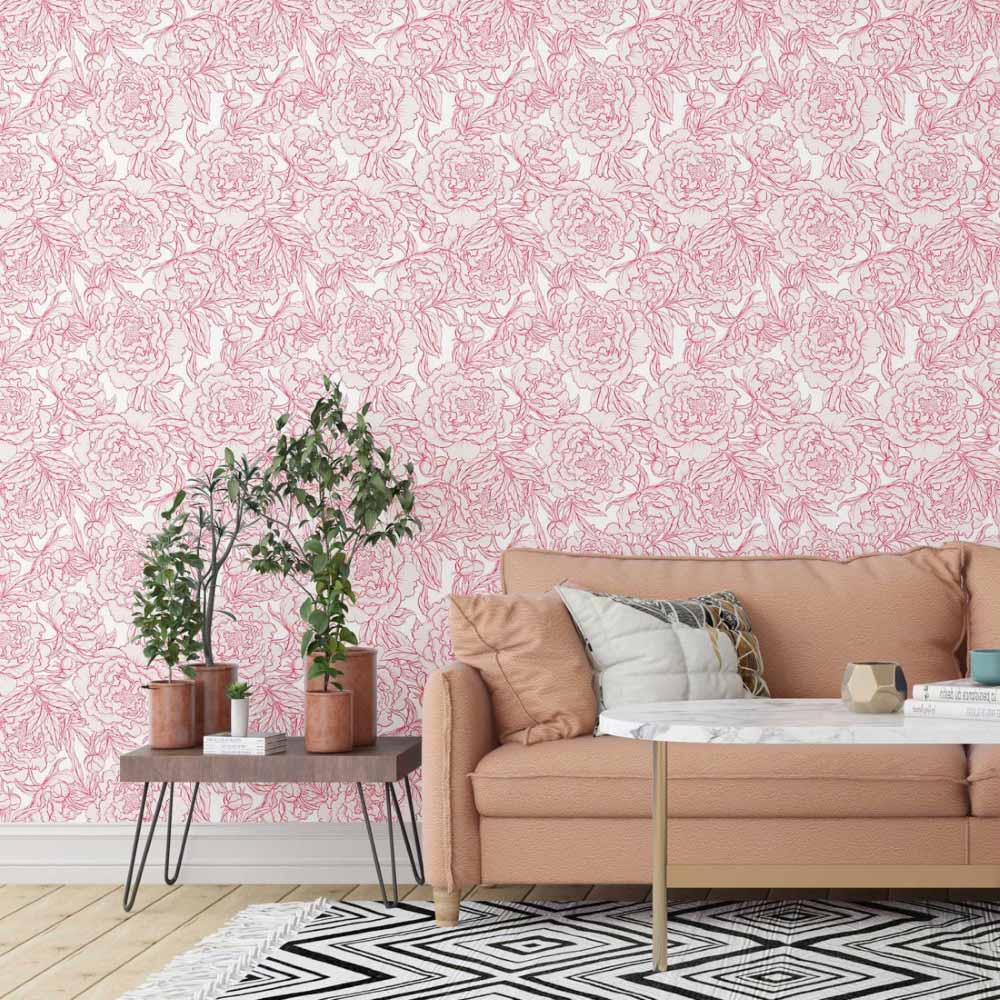 Floral Red Peel & Stick Wallpaper N014150