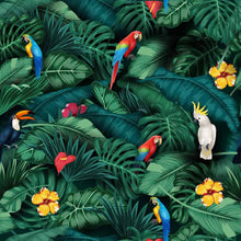 Load image into Gallery viewer, Tropical Leaves and Araras Peel &amp; Stick Wallpaper N014191
