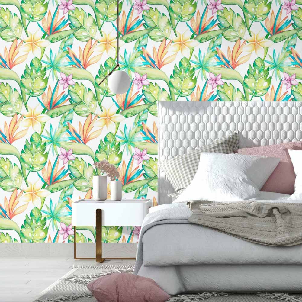 Floral Watercolor Leaves Peel & Stick Wallpaper N014193