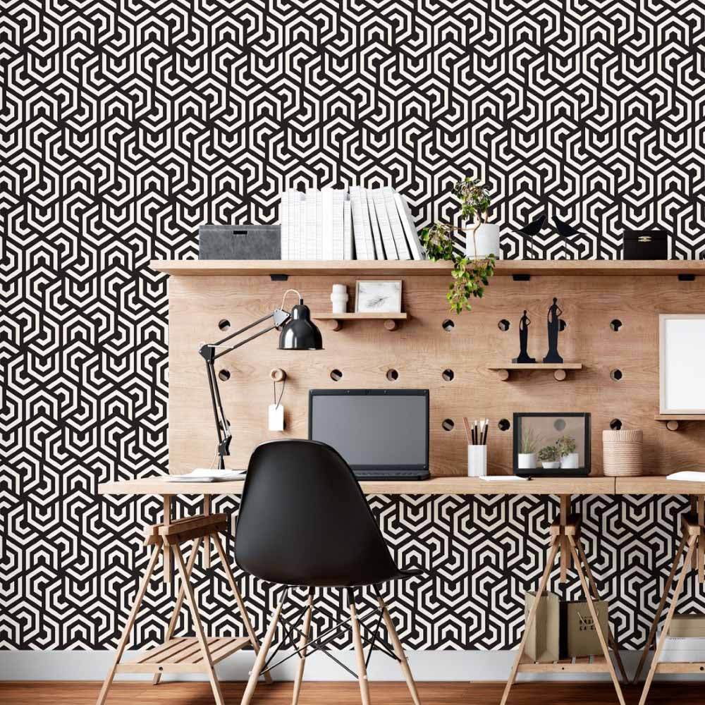 Geometric Retro P&B Peel & Stick Wallpaper N015009