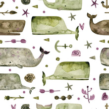 Load image into Gallery viewer, Teen Whale Watercolor Peel &amp; Stick Wallpaper N015068
