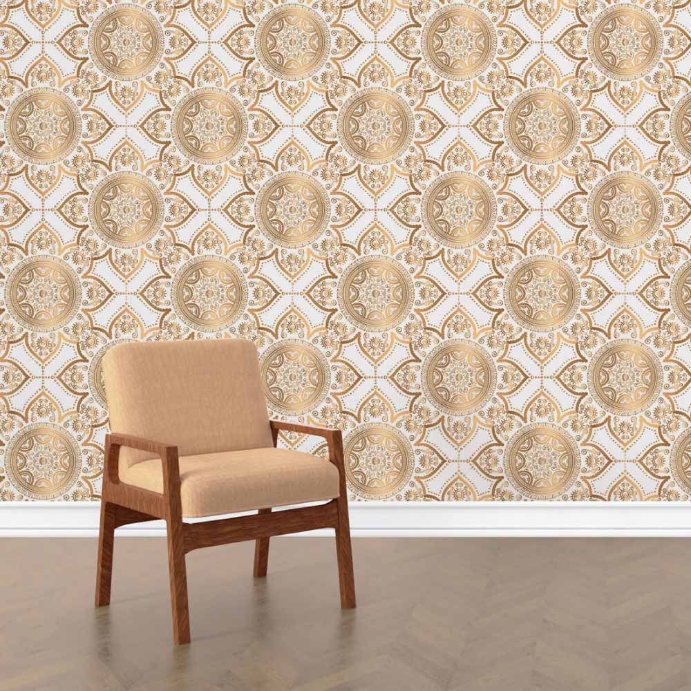 Indian Gold Mandala Peel & Stick Wallpaper N015081