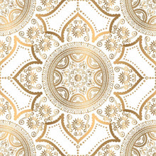 Load image into Gallery viewer, Indian Gold Mandala Peel &amp; Stick Wallpaper N015081
