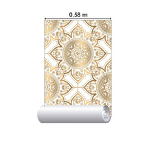 Load image into Gallery viewer, Indian Gold Mandala Peel &amp; Stick Wallpaper N015081
