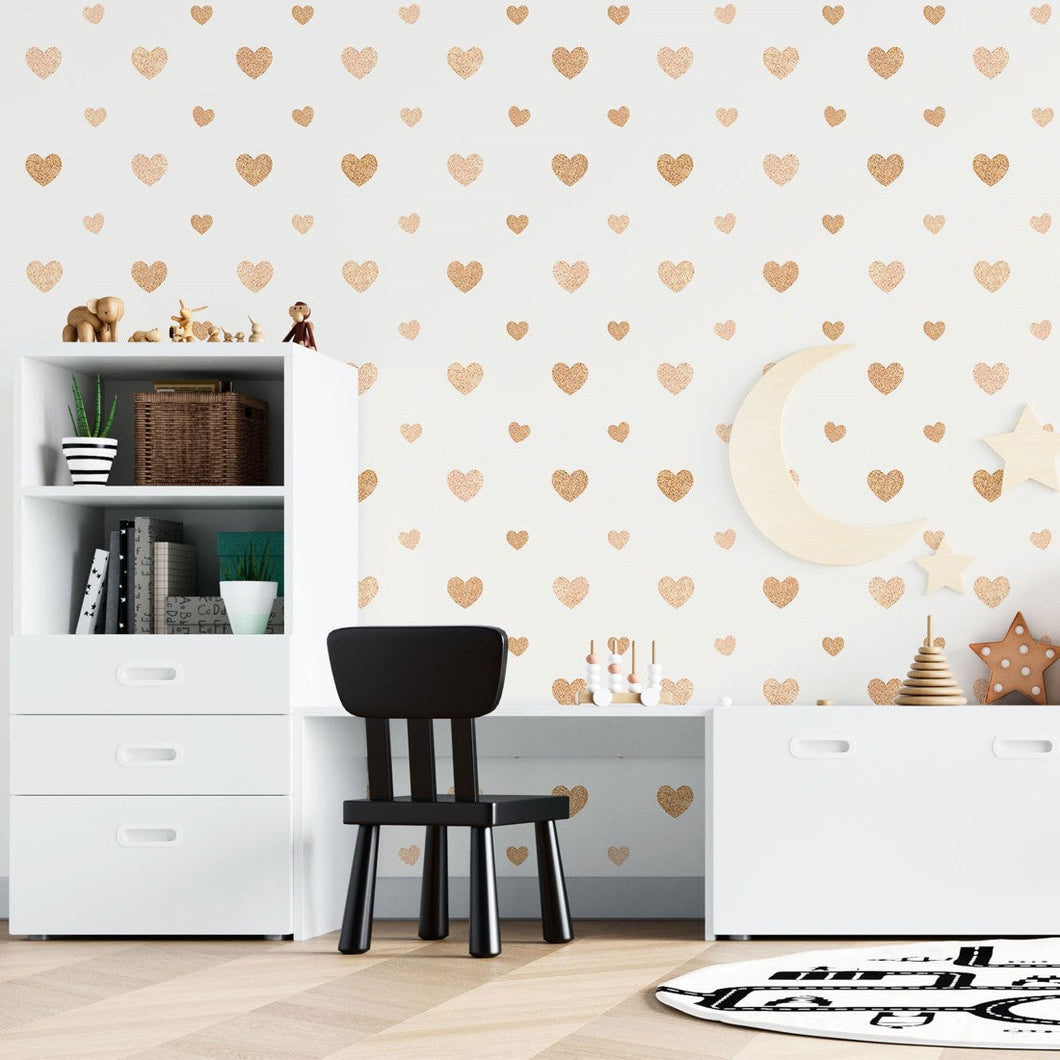 Golden Hearts Peel & Stick Wallpaper N015116