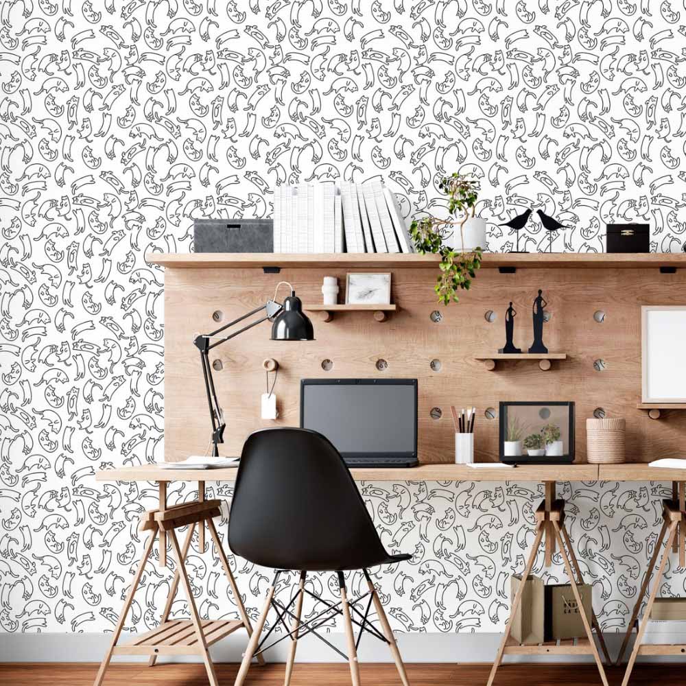 Little Cats To Color Teen Peel & Stick Wallpaper N015123