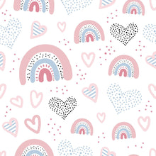 Load image into Gallery viewer, Rainbows Hearts Peel &amp; Stick Wallpaper N015126
