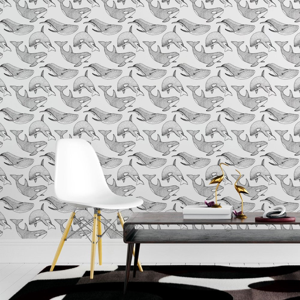 Dotted Whales Peel & Stick Wallpaper N015134