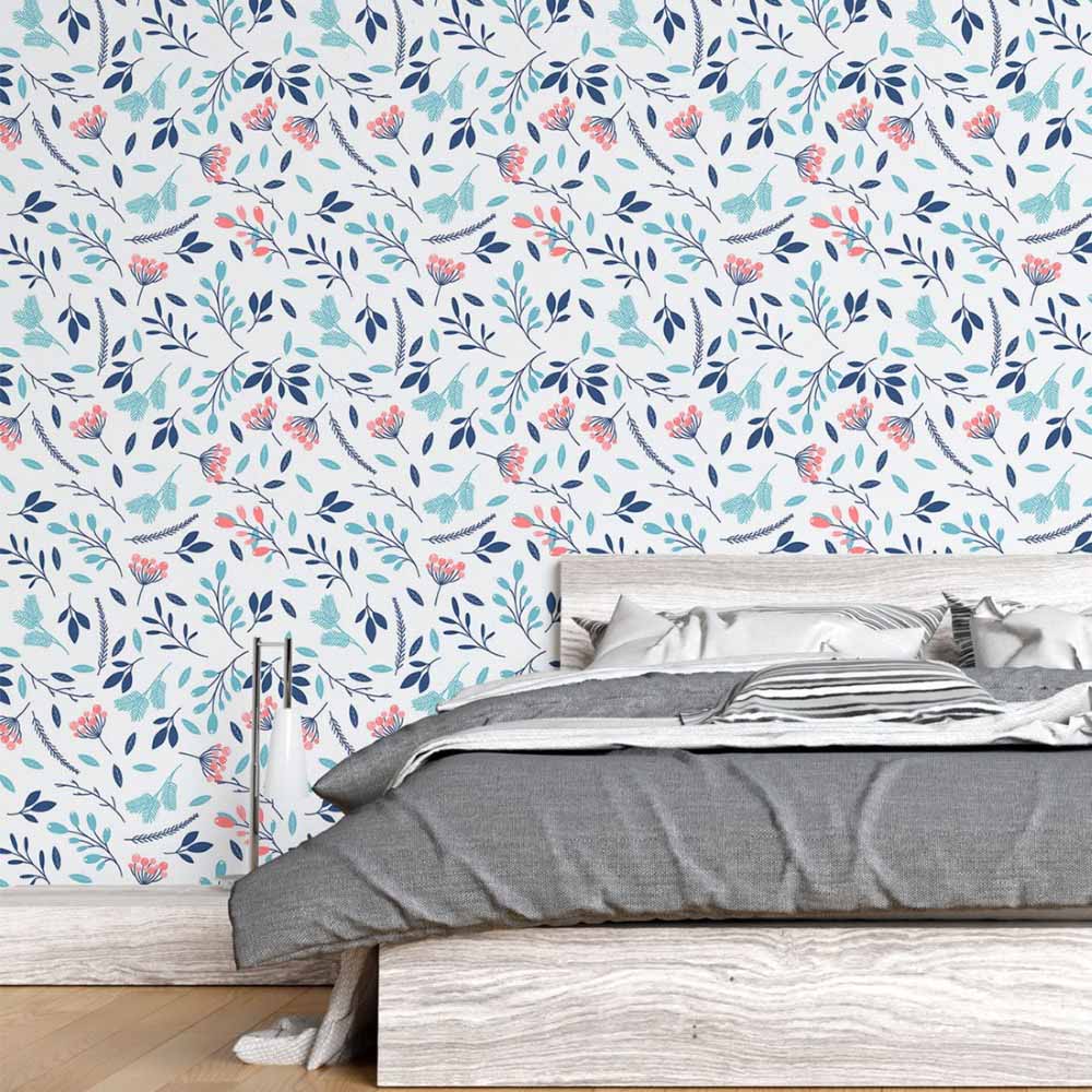 Leaves Blue Peel & Stick Wallpaper N015211