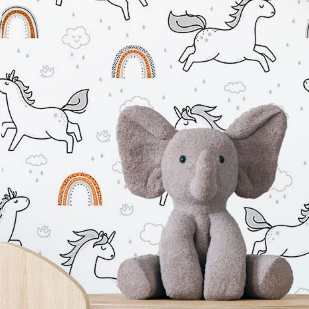 Childlike Raindrops and Rainbows Peel & Stick Wallpaper N016033