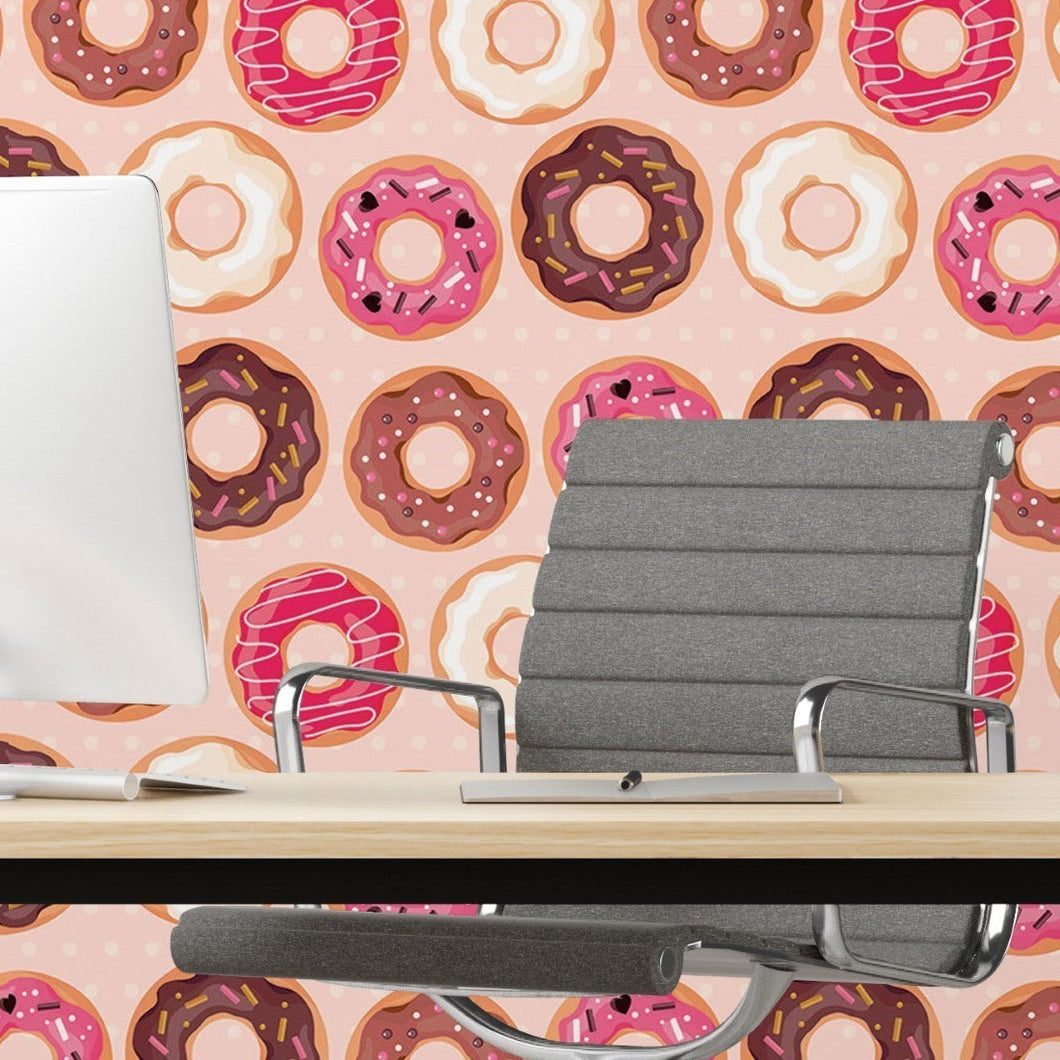 Donuts Polka Dots Peel & Stick Wallpaper N017038