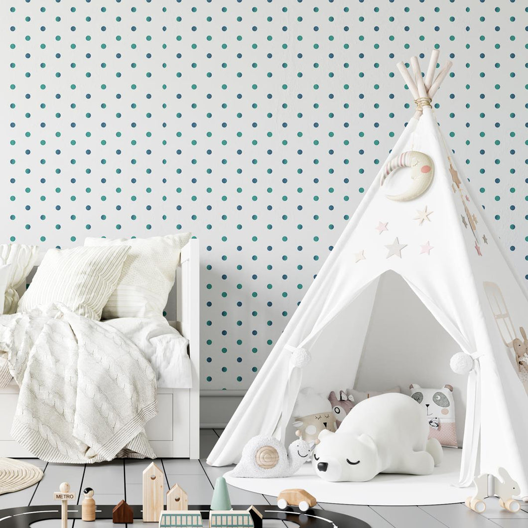 Blue Polka Dots Peel & Stick Wallpaper N04010