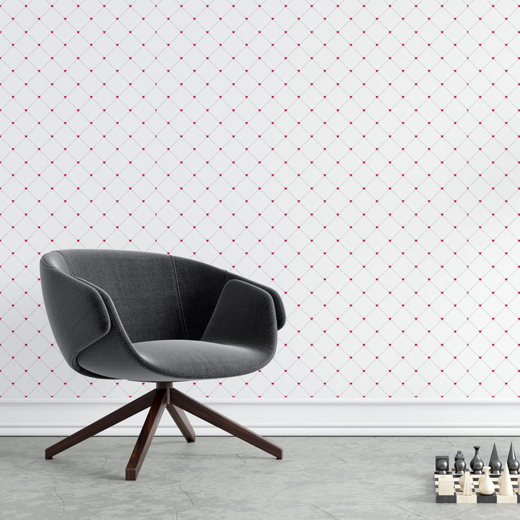 Button White and Red Peel & Stick Wallpaper N04024