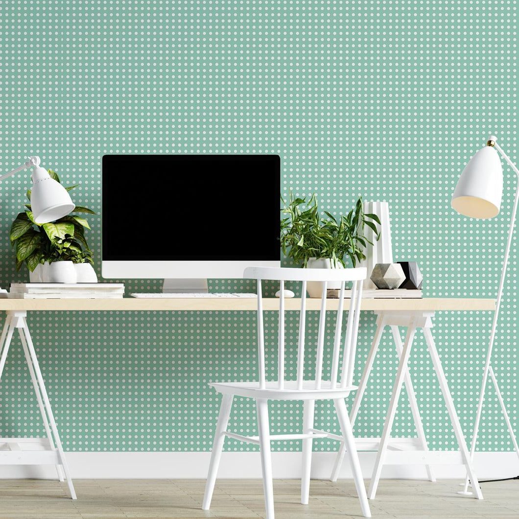 Aqua Polka Dots Peel & Stick Wallpaper N04029