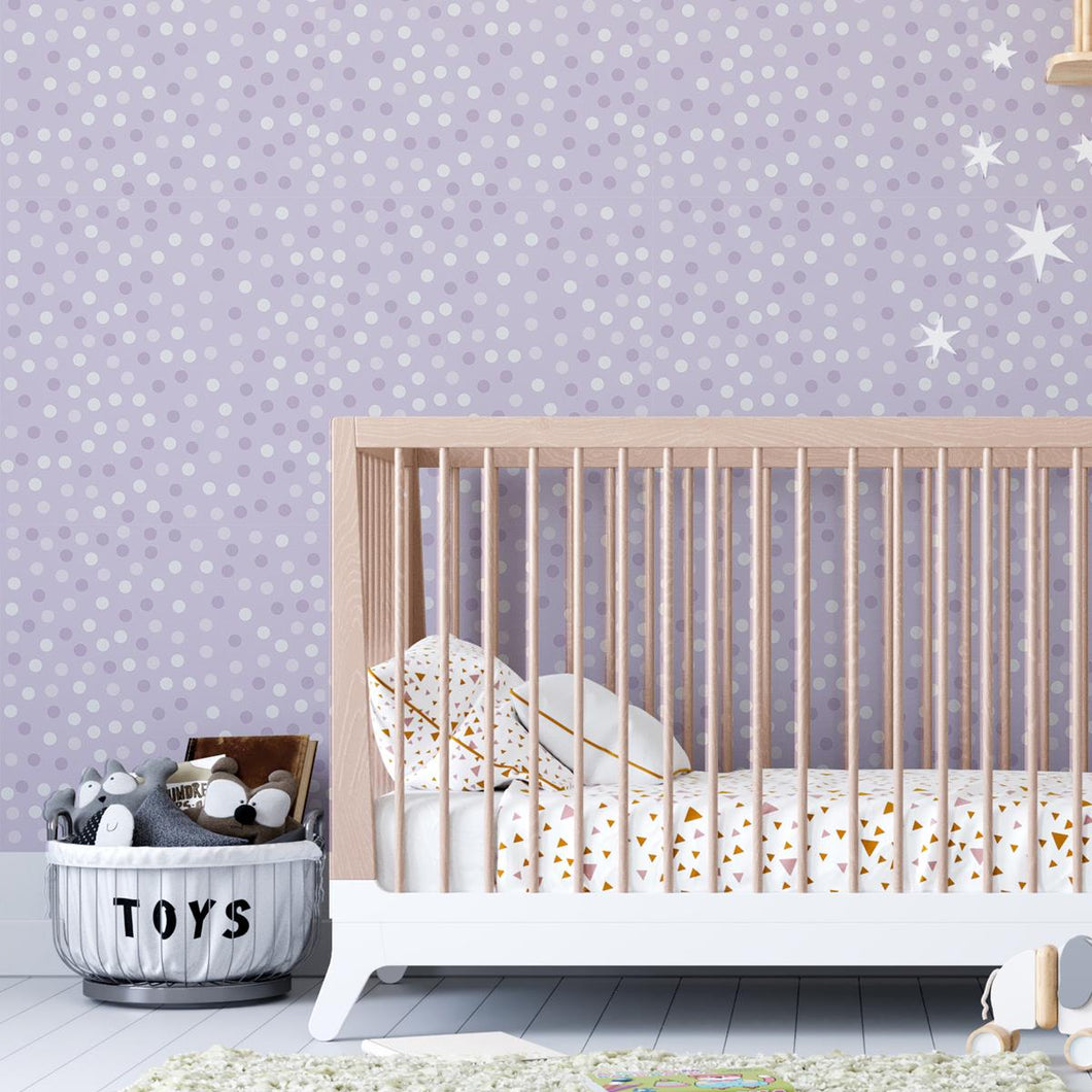 Lilac Polka Dots Peel & Stick Wallpaper N04038