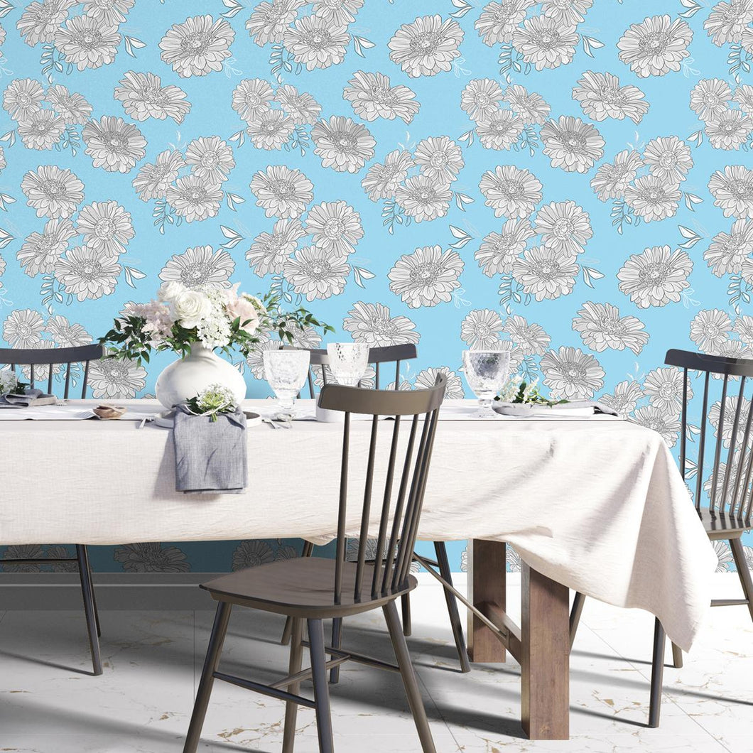 Floral Blue Peel & Stick Wallpaper N04065