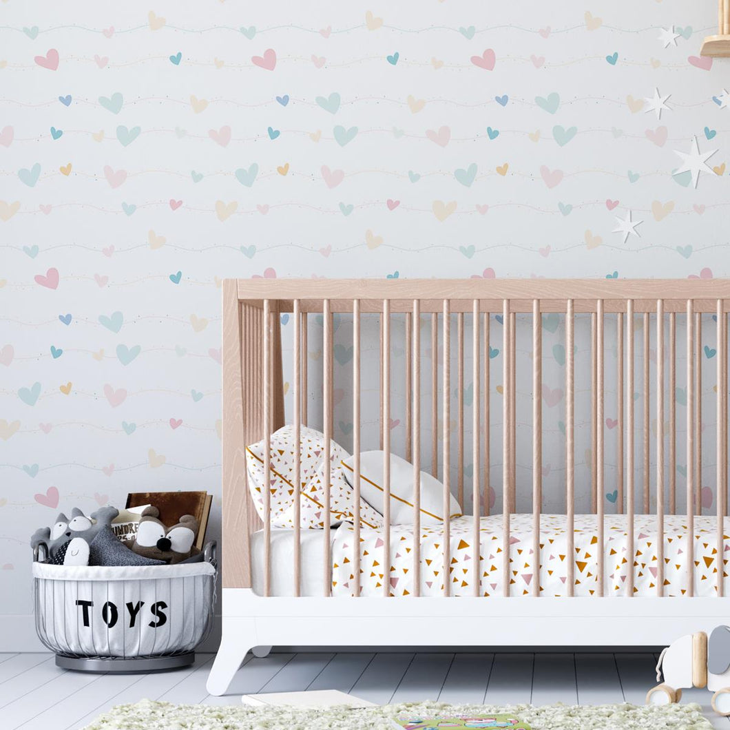 Colorful Hearts Peel & Stick Wallpaper N04075