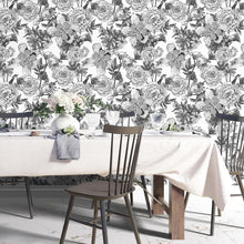 Load image into Gallery viewer, Black and White Flowers Peel &amp; Stick Wallpaper N04089
