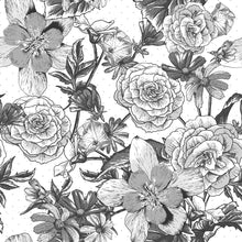 Load image into Gallery viewer, Black and White Flowers Peel &amp; Stick Wallpaper N04089
